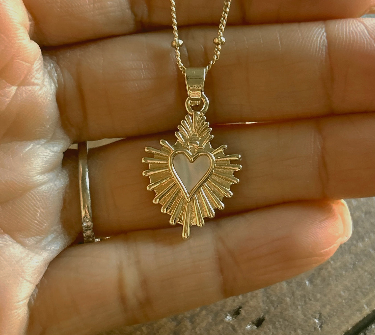Modern Sacred Heart Necklace