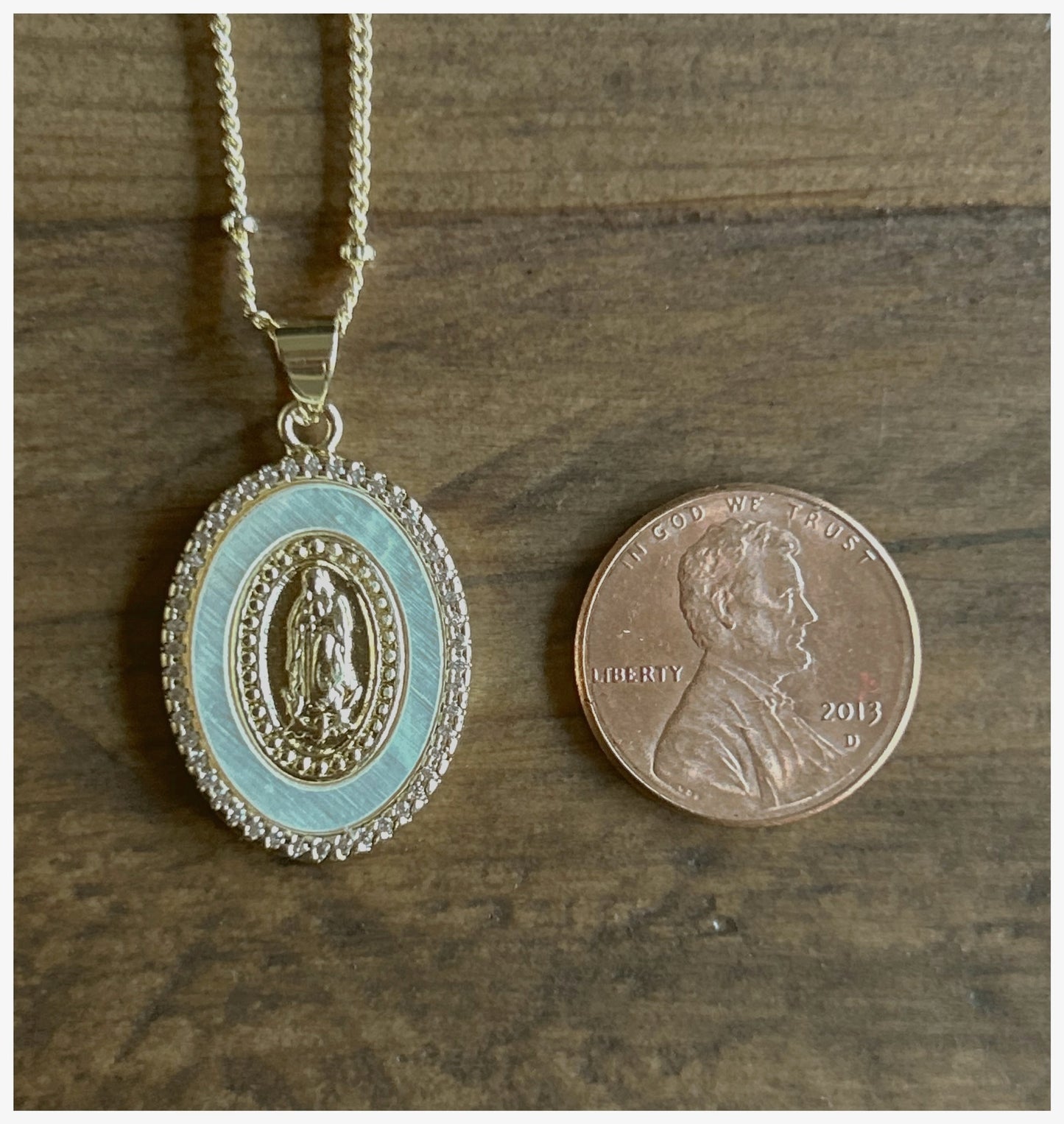 Our Lady of Guadalupe- Oval Shell Pendant Necklace