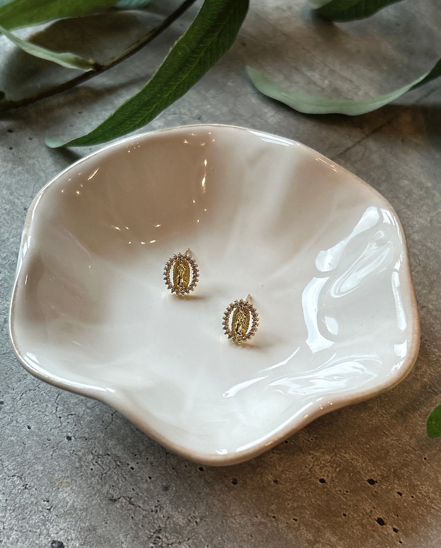 Our Lady of Guadalupe Gold Post Earrings