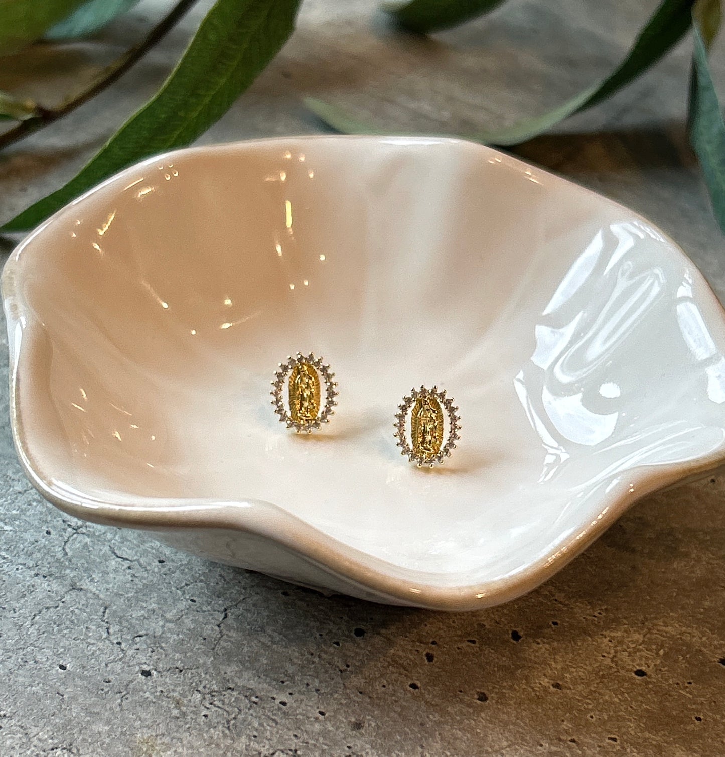 Our Lady of Guadalupe Gold Post Earrings
