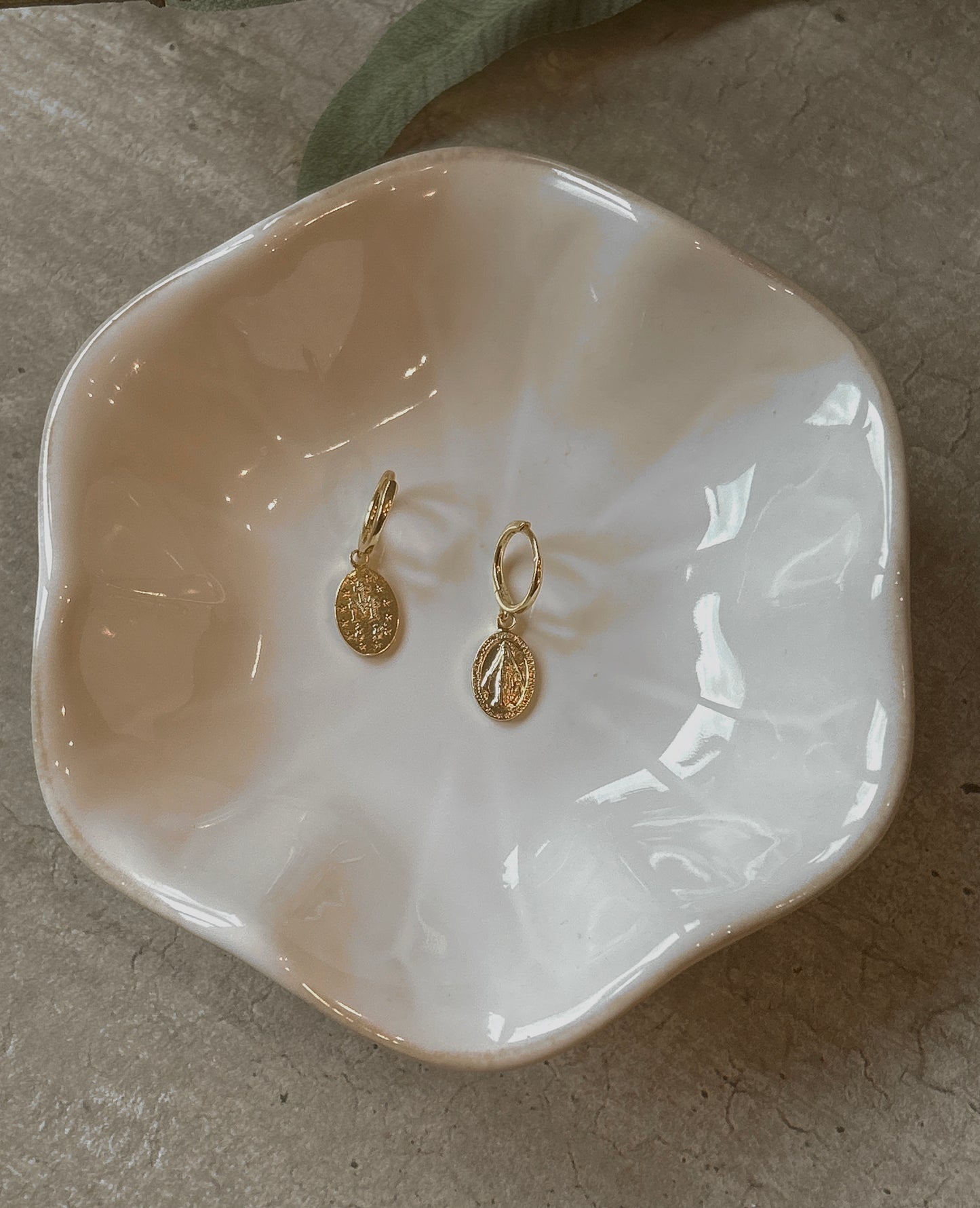 Miraculous Medal Pendant Hoop Earrings