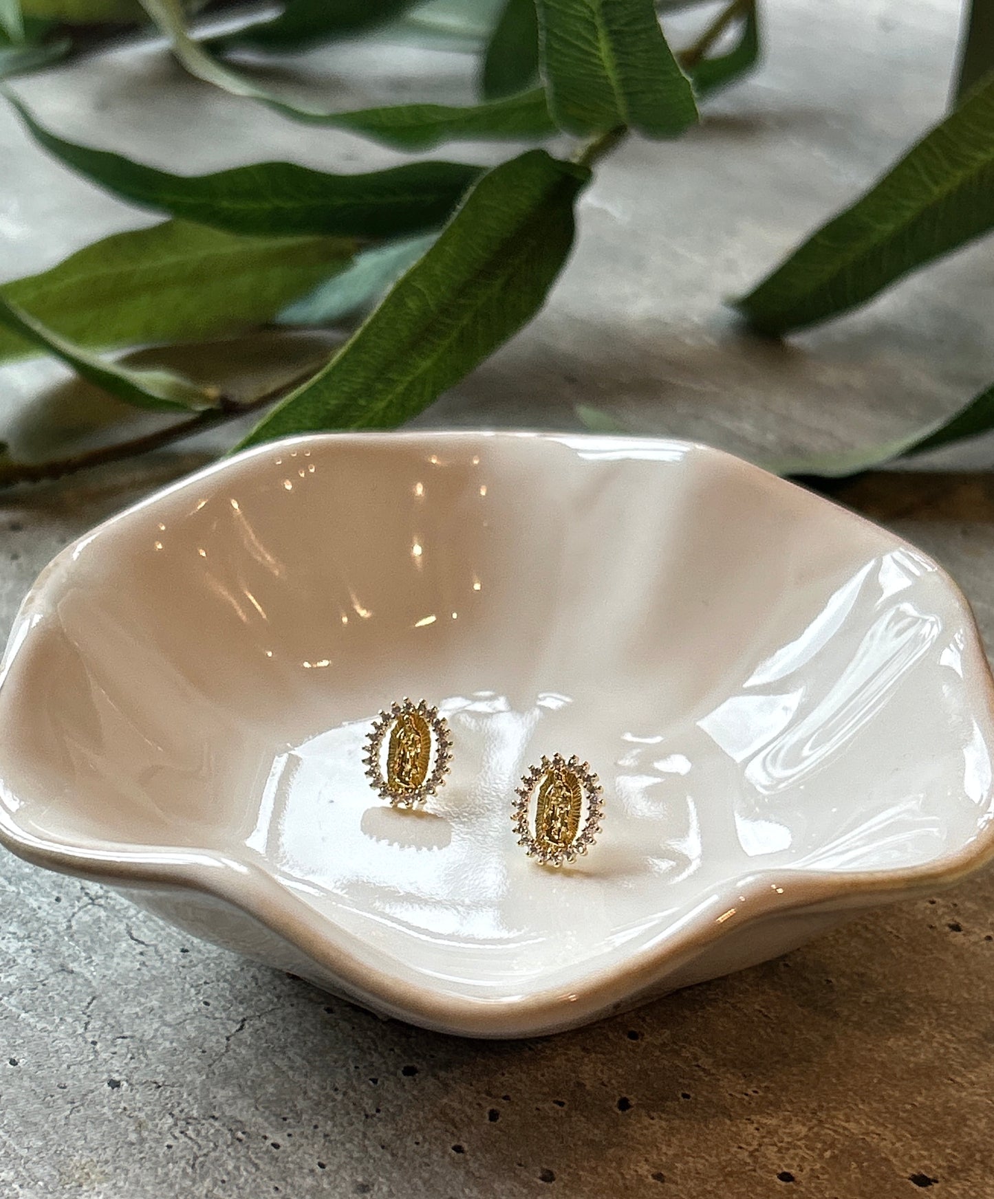 Our Lady of Guadalupe Gold Post Earrings