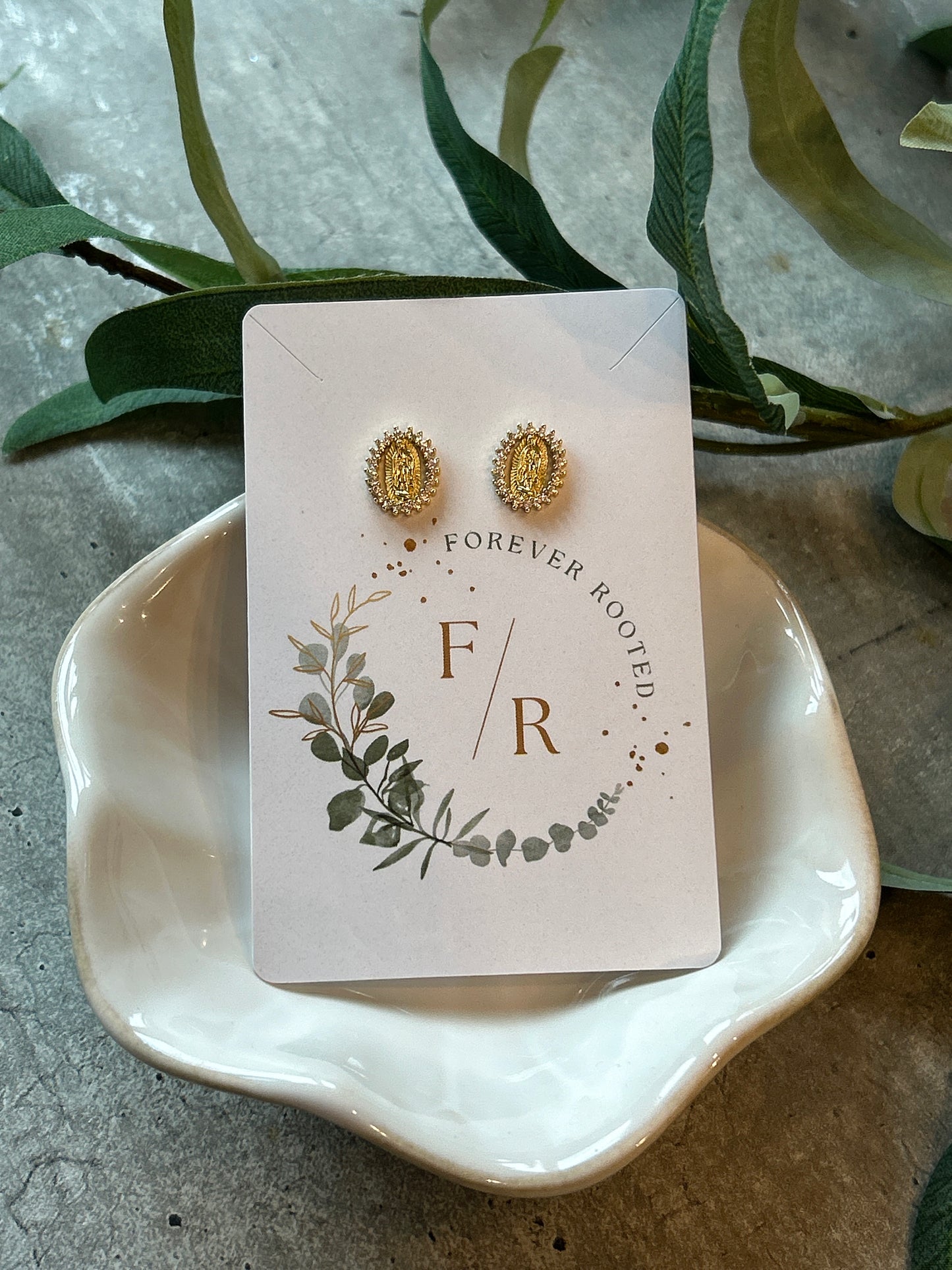 Our Lady of Guadalupe Gold Post Earrings