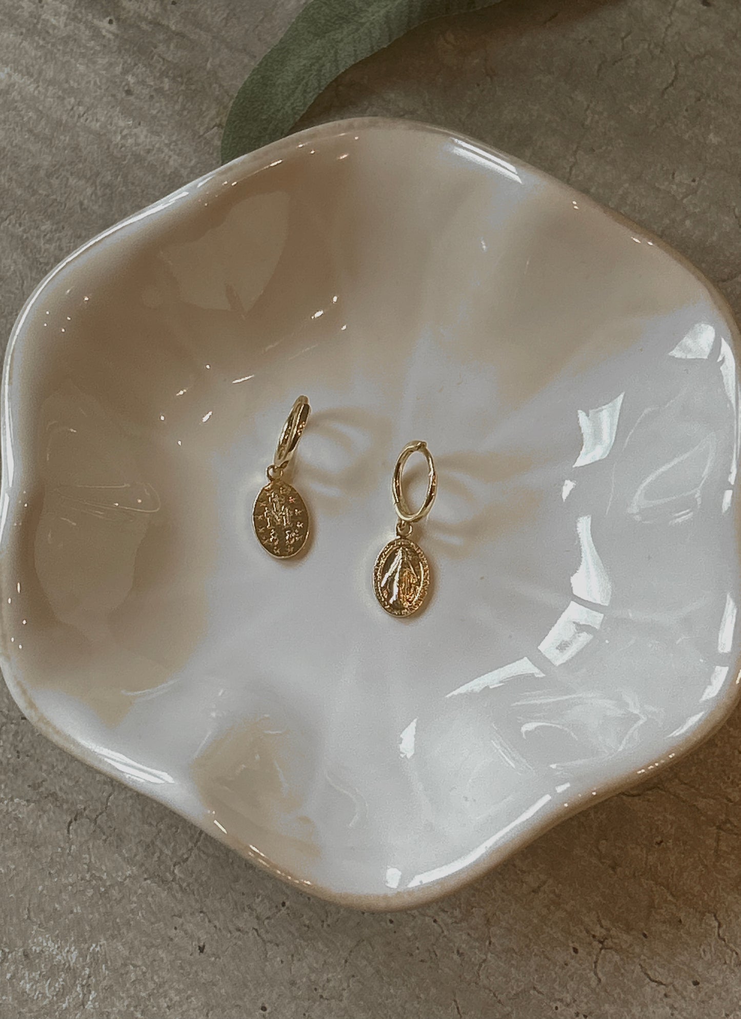 Miraculous Medal Pendant Hoop Earrings