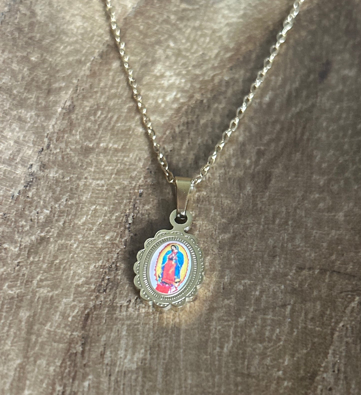 Scalloped "Our lady of Guadalupe" necklace