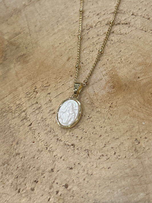 Small enamel Our Lady gold necklace