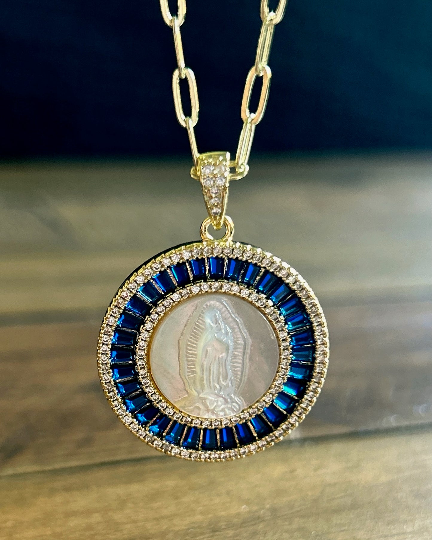 Our Lady of Guadalupe- Mother of Pearl Pendant Necklace