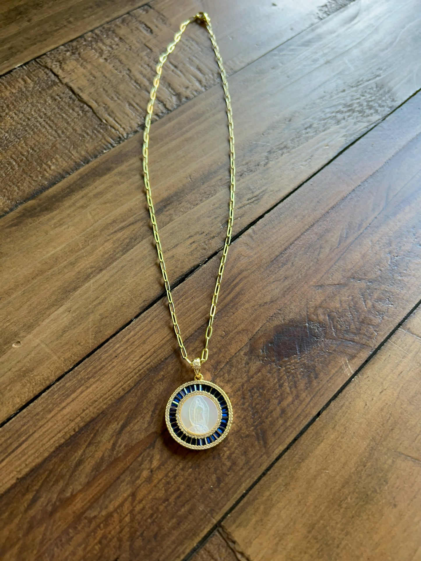 Our Lady of Guadalupe- Mother of Pearl Pendant Necklace