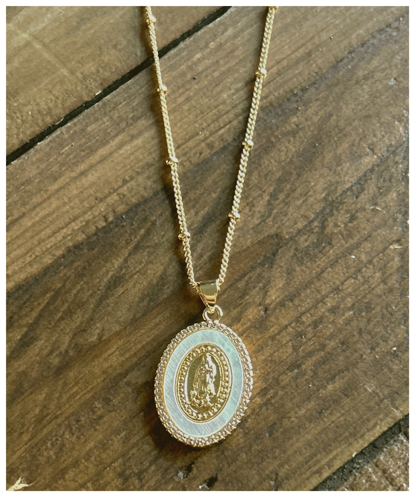 Our Lady of Guadalupe- Oval Shell Pendant