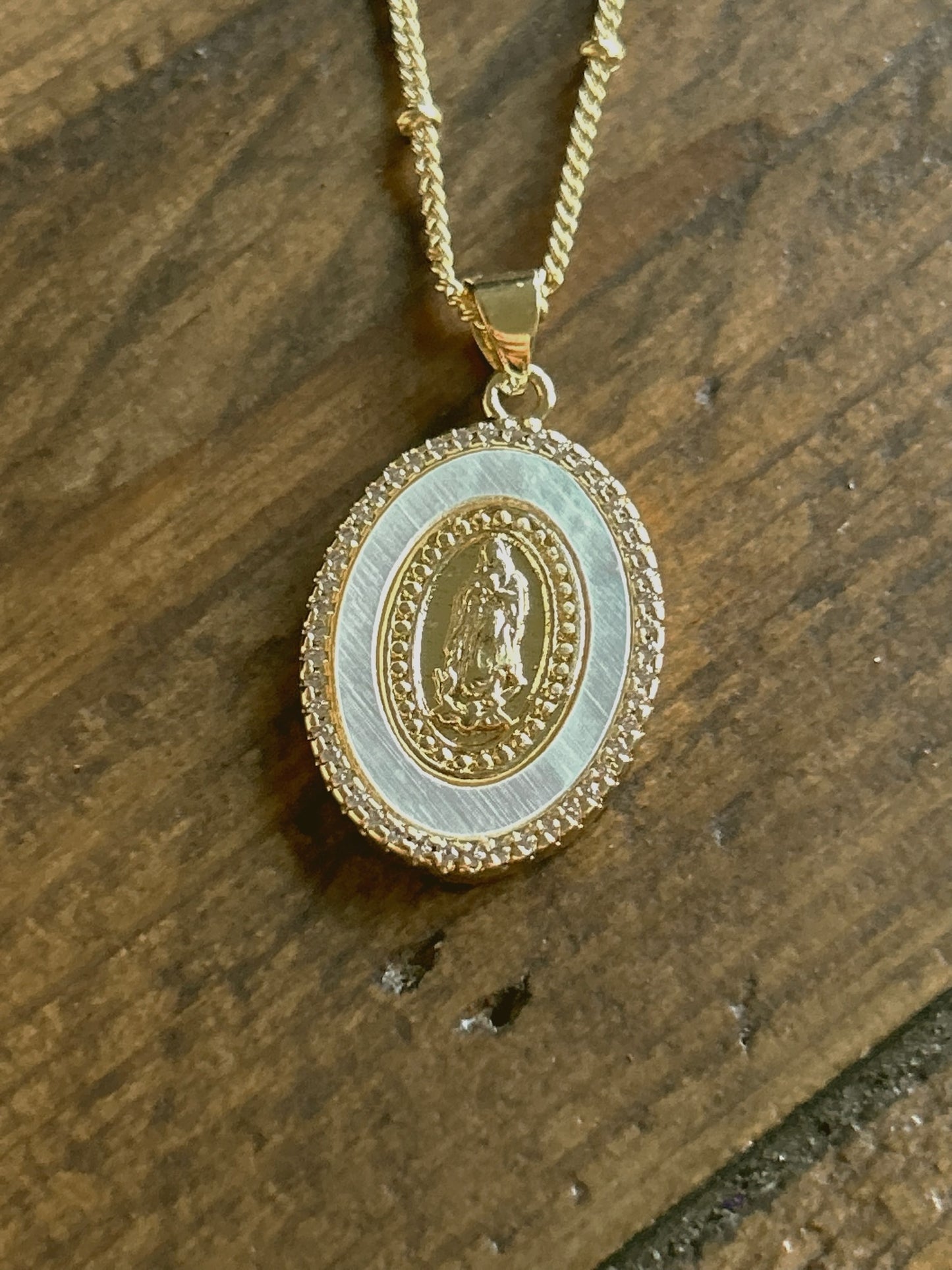 Our Lady of Guadalupe- Oval Shell Pendant