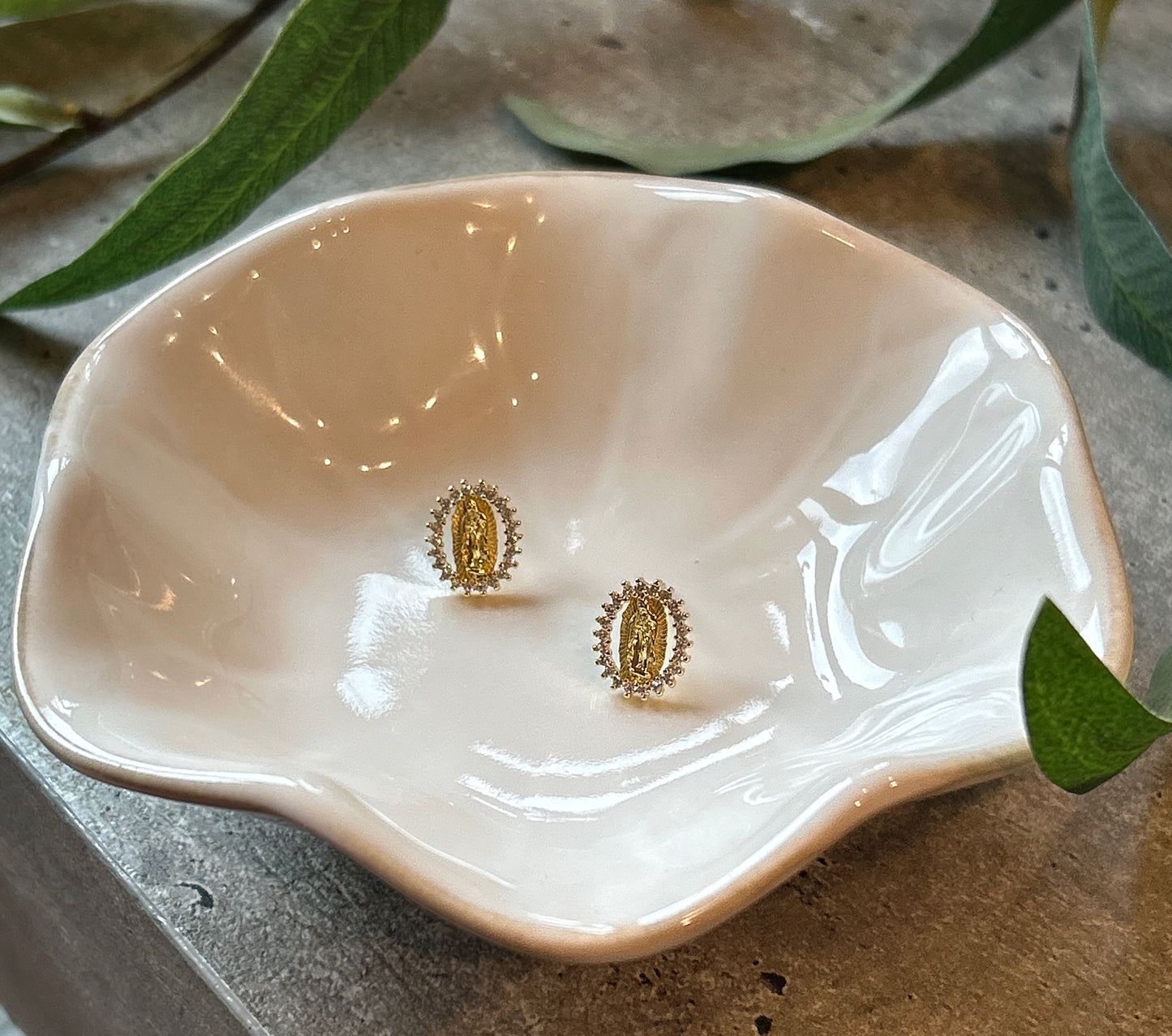 Our Lady of Guadalupe Gold Post Earrings