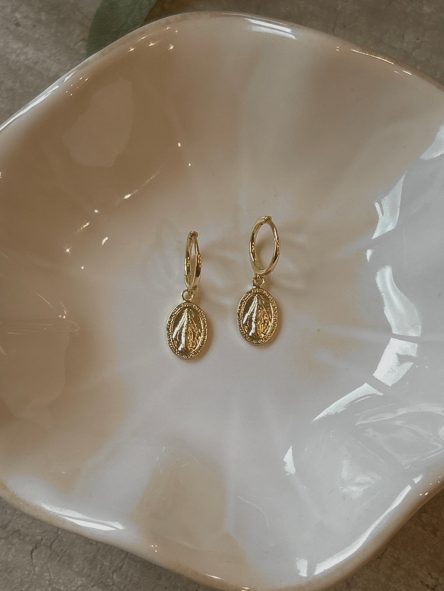 Miraculous Medal Pendant Hoop Earrings