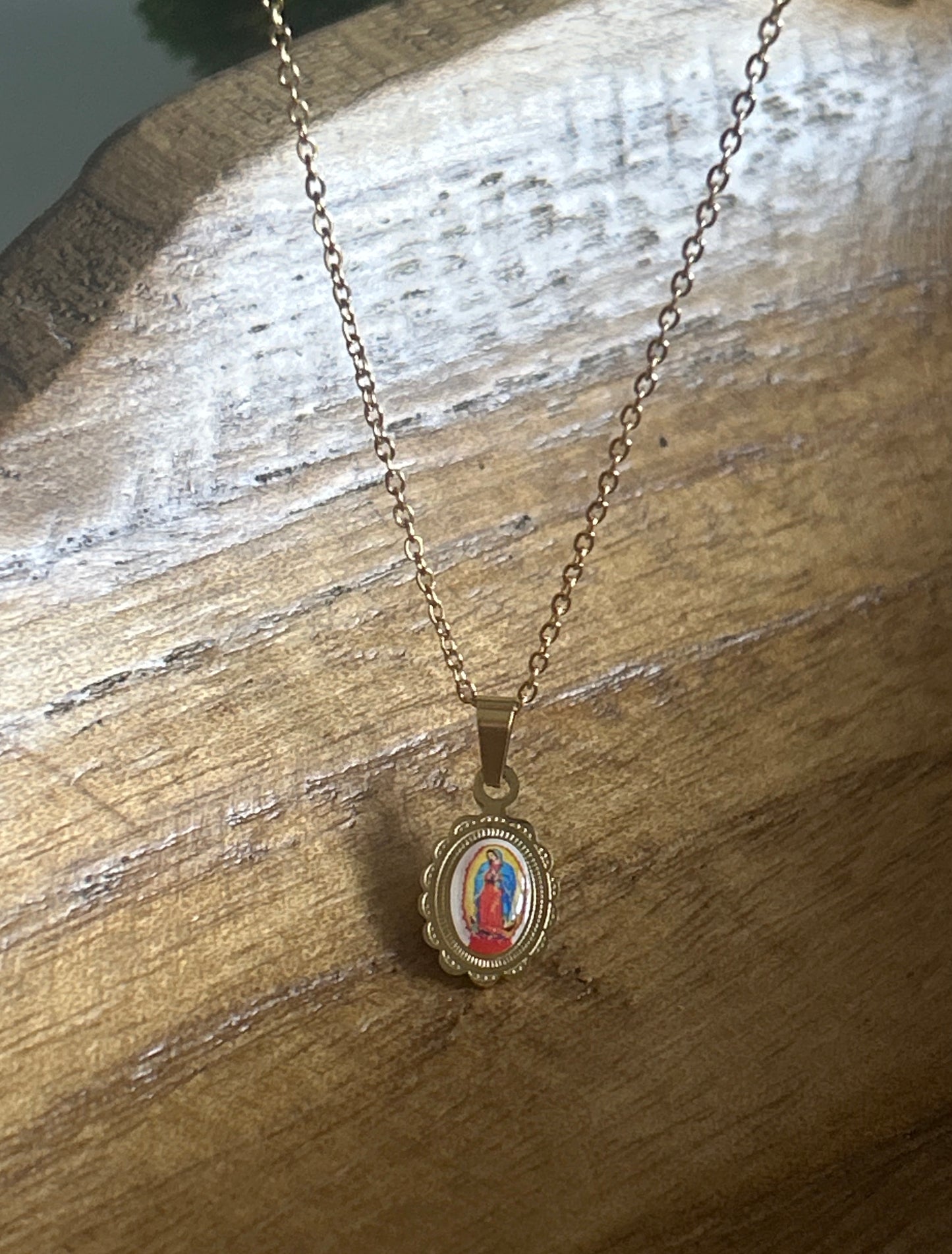 Scalloped "Our lady of Guadalupe" necklace