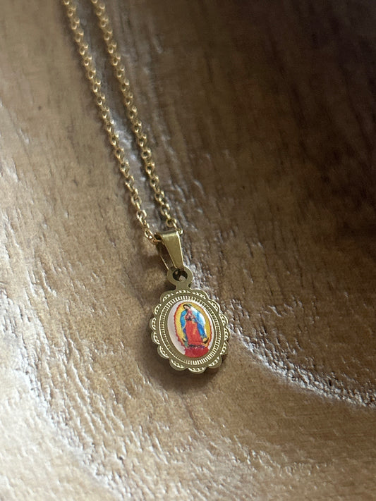 Scalloped "Our lady of Guadalupe" necklace