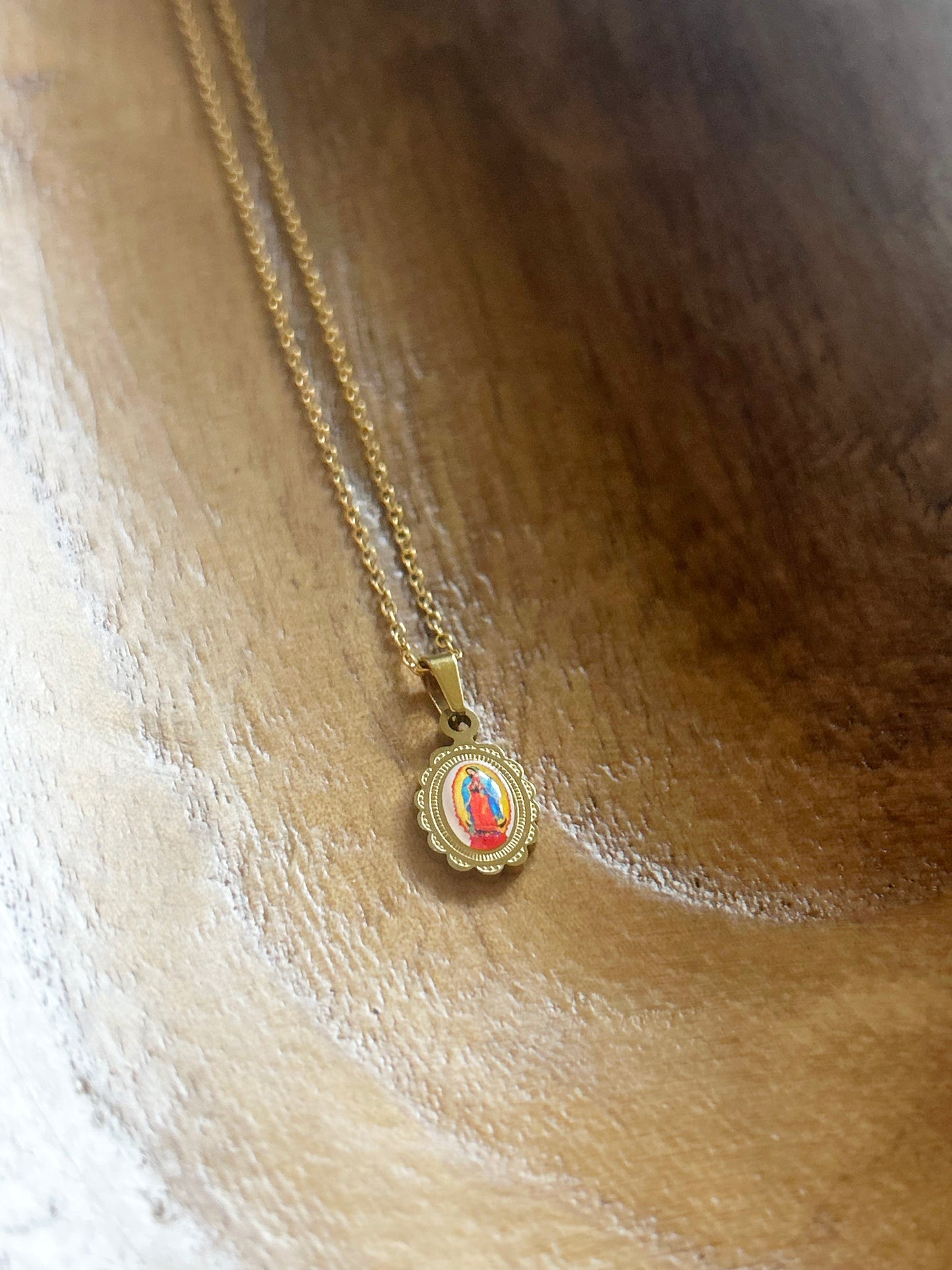 Scalloped "Our lady of Guadalupe" necklace