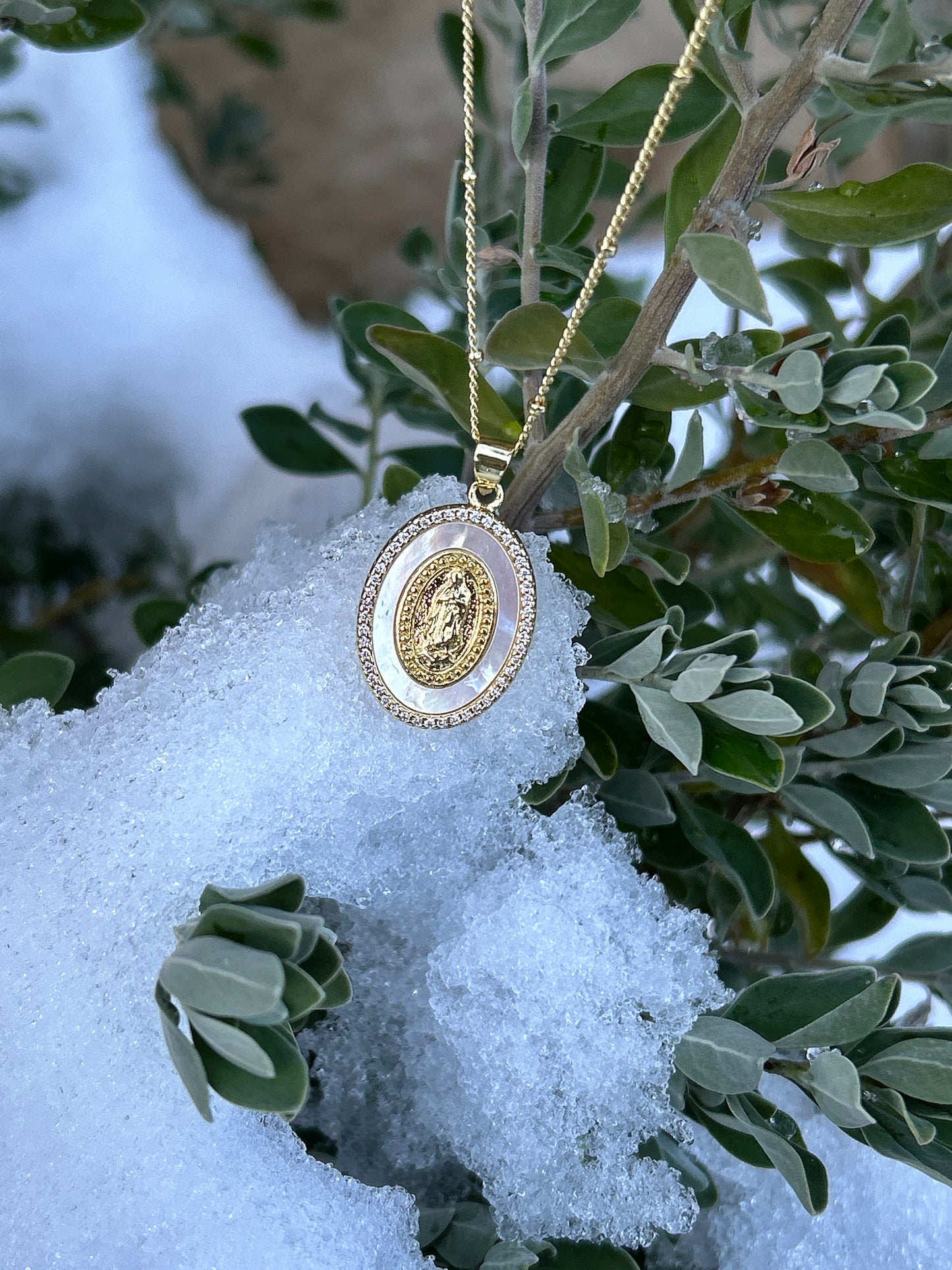 Our Lady of Guadalupe- Oval Shell Pendant